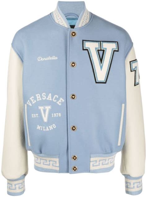 versace suede bomber jacket|Versace varsity bomber jacket.